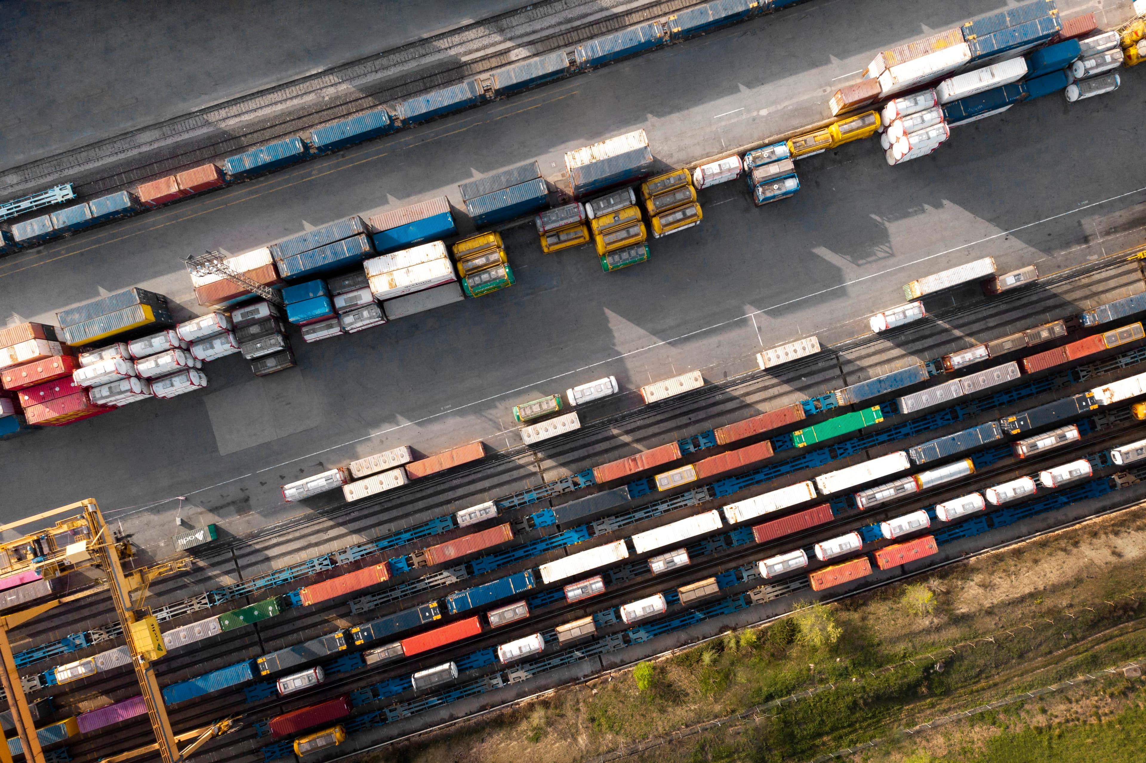 Aerial view of freight corridor